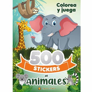 500 STICKERS DE ANIMALES COLOREA Y JUEGA