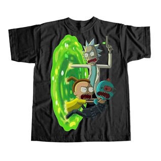 REMERA NEGRA RICK AND MORTY 14 L RICK MORTY AND MR MEESEEKS PORTAL